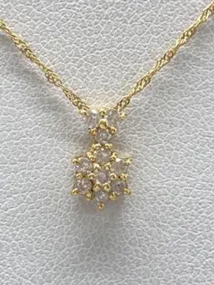 K18ダイヤモンドネックレス 0.21ct/1.4g/立体感あるフラワーモチーフ