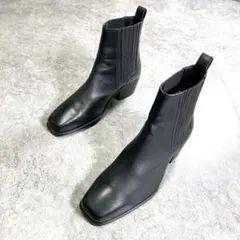 極美品【ZARA】サイドゴアブーツ/Y2K/レザー /スクエアトゥ/ショート 黒のサムネイル