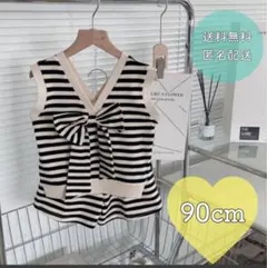 ★セットアップ★　夏服　マリン　ボーダー　リボン　韓国　子供服　タンクトップ