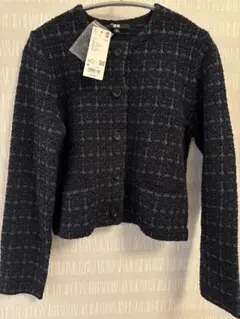 UNIQLO ノーカラージャケット M ブルー