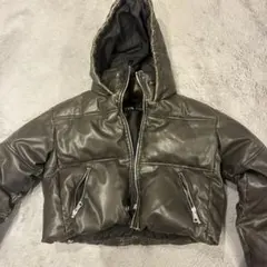 ZARA フード付きダークブラウンジャケット S