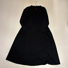 美品 ソージュ ストレッチファイン袖切替ワンピース ダークネイビー L