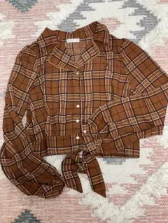 【axes femme】チェック柄ブラウス オレンジブラウンのサムネイル