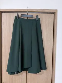 【コムサ】ダークグリーン フレアスカート 9号