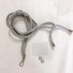 スマホストラップ 首掛け ナイロン製 落下防止 長さ調整可能 ライトグレー