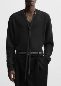 2024AW ZARA ウール Vネック ニット セーター ブラック 黒 S-M