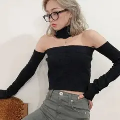 GYDA 2way チョーカーニット　トップス　黒