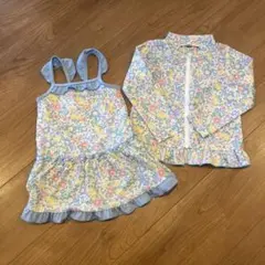 花柄ベビー水着（95cm）ラッシュガードセット