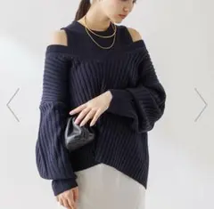 rouge vif la cle Vネックリブニットアンサンブルのサムネイル