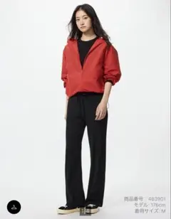 ユニクロ ウォッシャブルニットリブパンツ/丈長め S ブラック