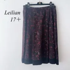 17＋♡上品おしゃれ♡レリアン　千鳥格子　花柄　スカート　大きめサイズ　ウール