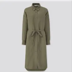 ユニクロ　リネンブレンドシャツワンピース　羽織り　　Ｓ　カーキ