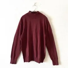 ☆【スクロール】セーター ニット 綿100％ モックネック 長袖 シンプル LL