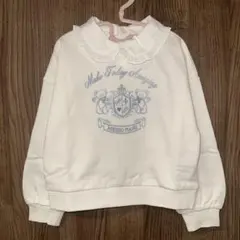 新品 メゾピアノ　カレッジ刺しゅう 衿つきトレーナー　オフホワイト 120cm