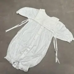 ベビーロンパース　退院着　ベビードレス　ホワイト　50〜70