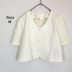 デイジー◉ノーカラージャケット ホワイト 半袖 オフィス パーティー 夏♡美品のサムネイル