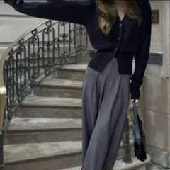 ブラック Vネック ニットカーディガン 韓国