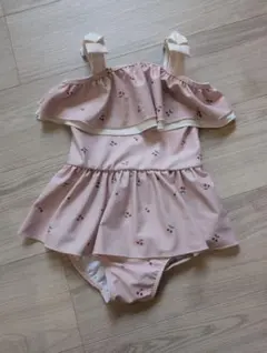 女の子向けワンピース水着 110cm ピンク　さくらんぼ