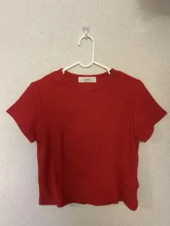 【OHOTORO】リブ 半袖 Tシャツ レッド