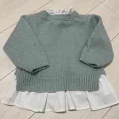 プティマイン　ミントグリーンニット　くすみカラー　S