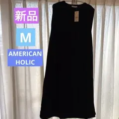 新品タグ付き 黒 ノースリーブカットソーワンピース