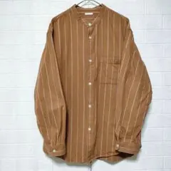 GU ジーユー (XL)　フランネル バンドカラーシャツ　メンズ　大きいサイズ