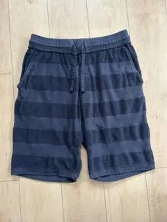 SeaGreen パイル地 ボーダー ショートパンツ ネイビー　Lのサムネイル