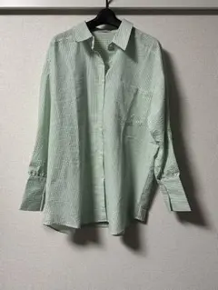 earth music&ecology ストライプシャツ グリーン F