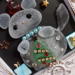 本日中セール)シーグラスアート⭐白にゃんこスノードーム　ホワイトX,masツリー