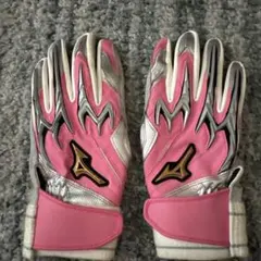 Mizuno バッティング用手袋 ピンク/シルバー