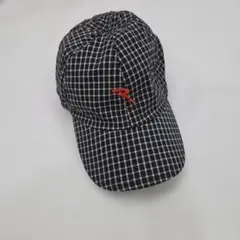 CHERVO ブラックチェックゴルフキャップオレンジブランドロゴ刺繍のサムネイル
