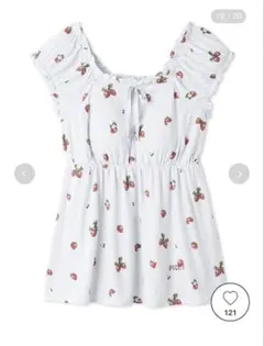 ジェラピケいちご柄カップインフリルプルオーバー　パジャマ　部屋着　新品タグ付き