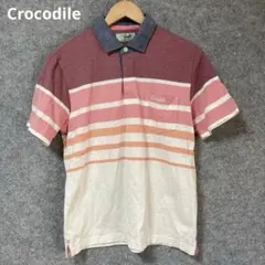 Crocodile ストライプデザイン ポロシャツ 半袖