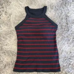 UNIQLO ブラ付きボーダー柄 ホルターネック タンクトップ
