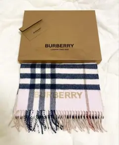 BURBERRY カシミヤ リバーシブル マフラー ピンク ベージュ チェック柄