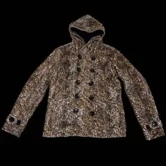 ヒョウ柄 ボア フード付きピーコート JOYRICH 短めのコート