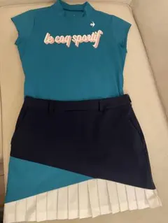 人気☆デサントゴルフ セットアップ M S 白 緑 ネイビー プリーツ