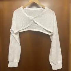 ホワイト メッシュ クロップドカーディガン