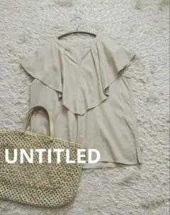 SALE★UNTITLED リネン混 フリルブラウス 洗える ノースリーブ