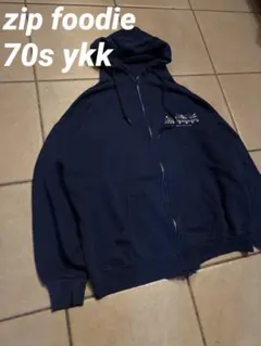 60s〜70s ネイビー茄子コン　ジップパーカー 60s ダブルフェイス SWEAT ジップ パーカー 茄子紺 フェード ナス紺
