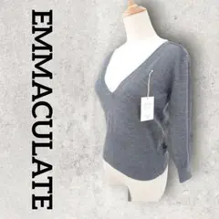 EMMACULATE Vネックニット 七分袖 ウールニット (М)グレー タグ付のサムネイル
