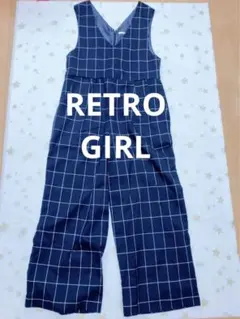 RETRO GIRL レトロガール 紺 チェック柄サロペット オーバーオール Mのサムネイル