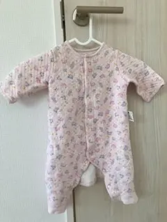 ユニクロ 70cm 冬 ピンク花柄ロンパース ユニクロベビー