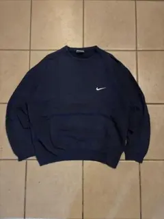 【90s USA製】NIKE 白タグ スウェット M ネイビー 刺繍ロゴ