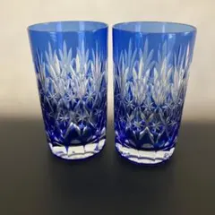 青色切子グラス2個セット