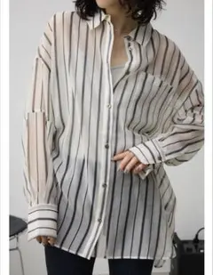 【美品】AZUL ストライプ シースルー 長袖シャツ