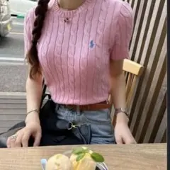 POLO RALPH LAUREN ケーブルニット 半袖 ピンクのサムネイル
