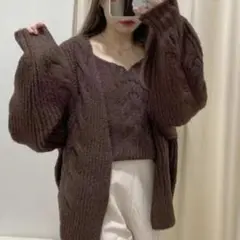 ナイスクラップ　ビスチェＳＥＴカーディガン　ブラウン