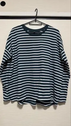 UNIQLO ユニクロ ボーダー ロンT カットソー Lサイズ 深緑