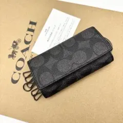 新品未使用》COACH コーチ キーケース メンズ ブラック シグネチャー